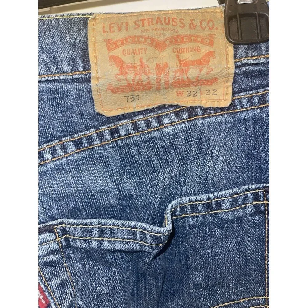 Levi's‎ 751 Jeans Blue Mens 32x32 Straight Leg Zip Fly Medium Wash Stretch